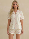 Women’s Polka Dot Cotton Pajama Set – Short Sleeve Top & Shorts Sleepwear