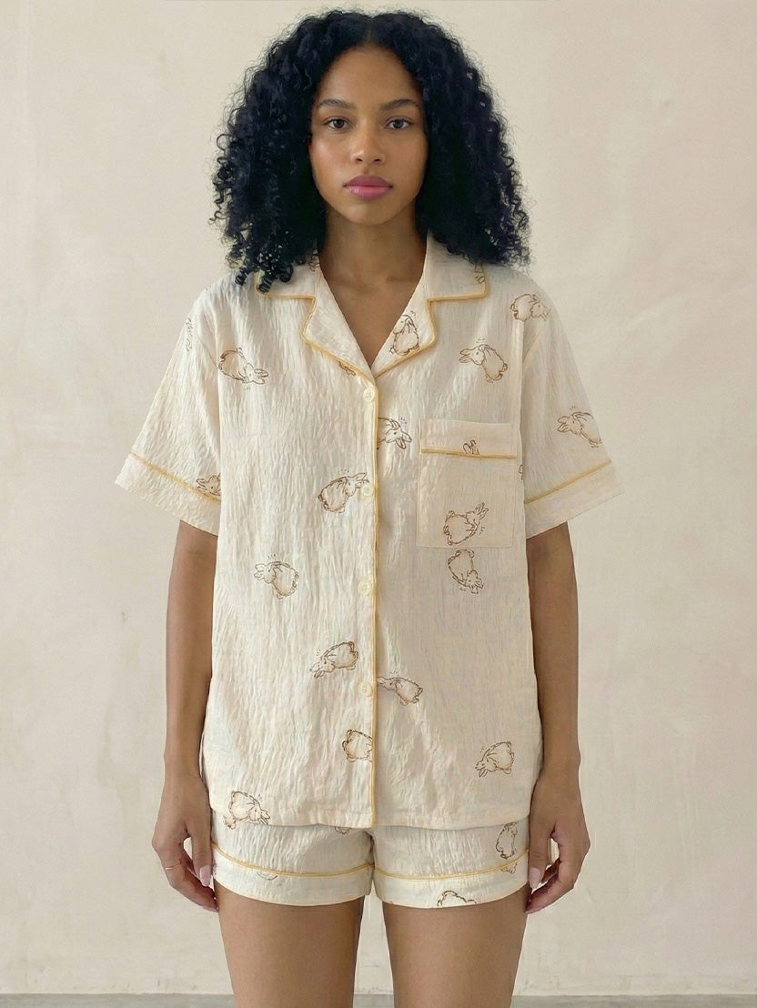 Women’s Polka Dot Cotton Pajama Set – Short Sleeve Top & Shorts Sleepwear