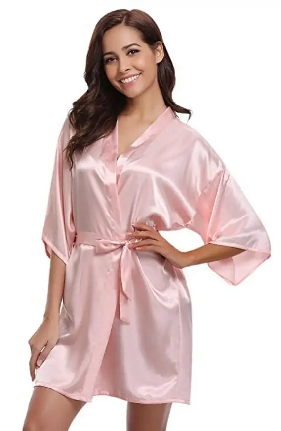 Women’s Satin Kimono Robe – Lightweight Silk-Look Dressing Gown