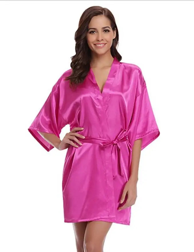 Women’s Satin Kimono Robe – Lightweight Silk-Look Dressing Gown