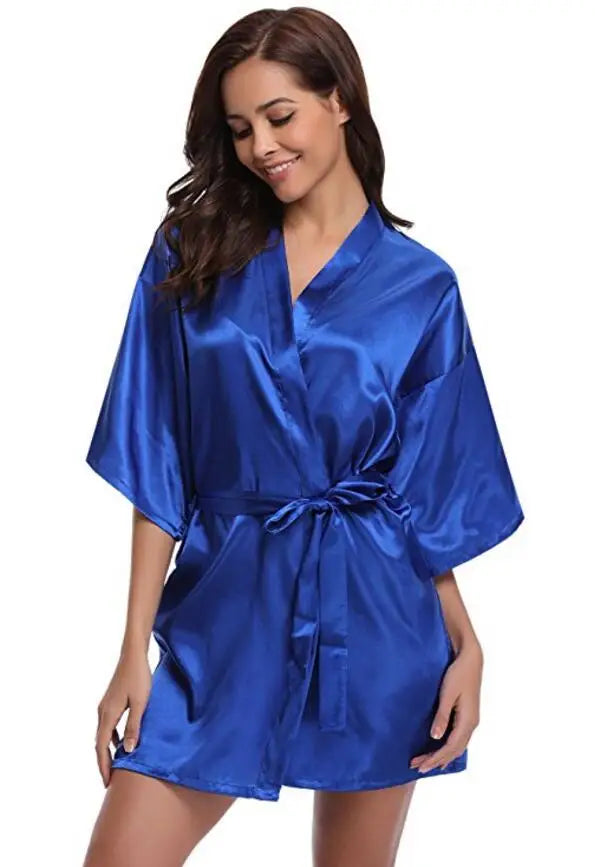 Women’s Satin Kimono Robe – Lightweight Silk-Look Dressing Gown