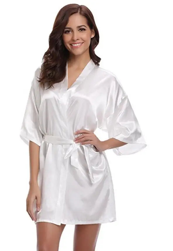 Women’s Satin Kimono Robe – Lightweight Silk-Look Dressing Gown