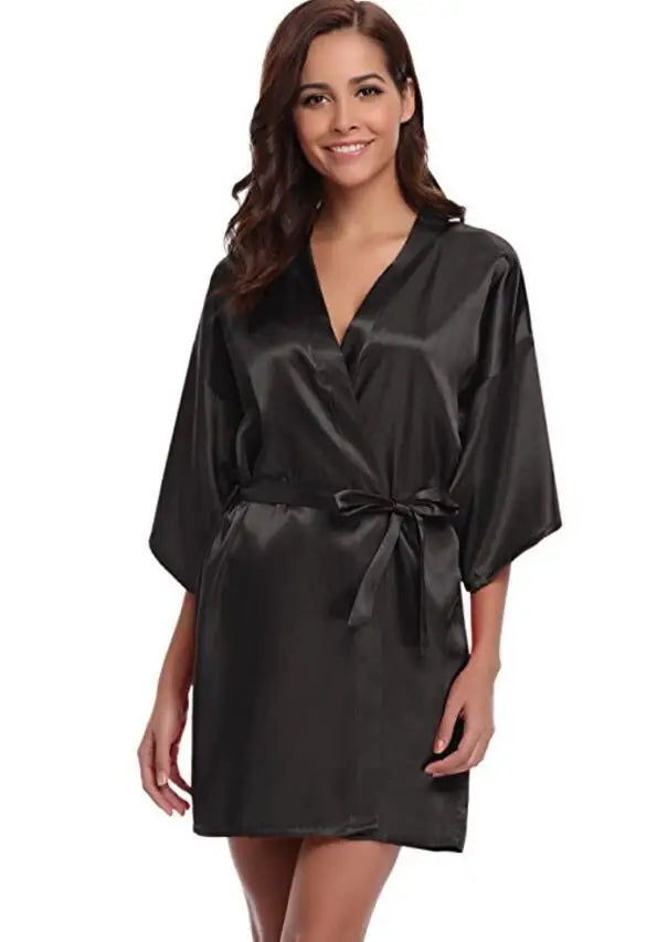 Women’s Satin Kimono Robe – Lightweight Silk-Look Dressing Gown