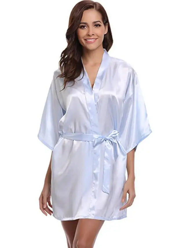 Women’s Satin Kimono Robe – Lightweight Silk-Look Dressing Gown