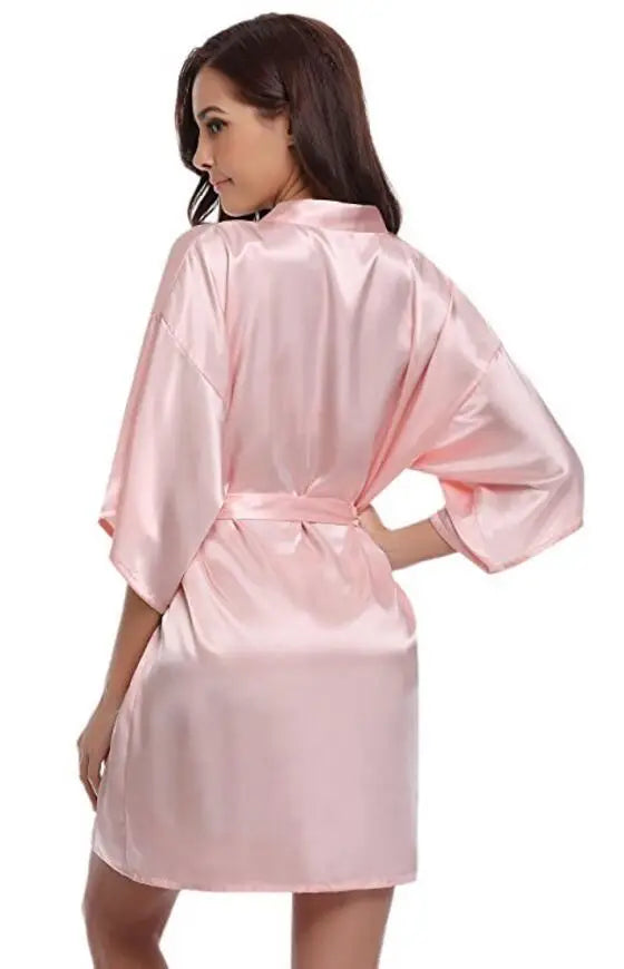 Women’s Satin Kimono Robe – Lightweight Silk-Look Dressing Gown