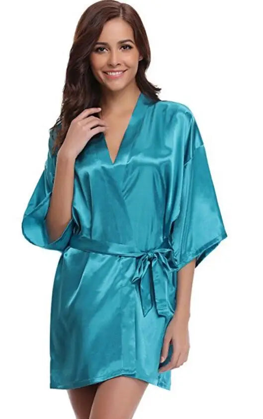 Women’s Satin Kimono Robe – Lightweight Silk-Look Dressing Gown