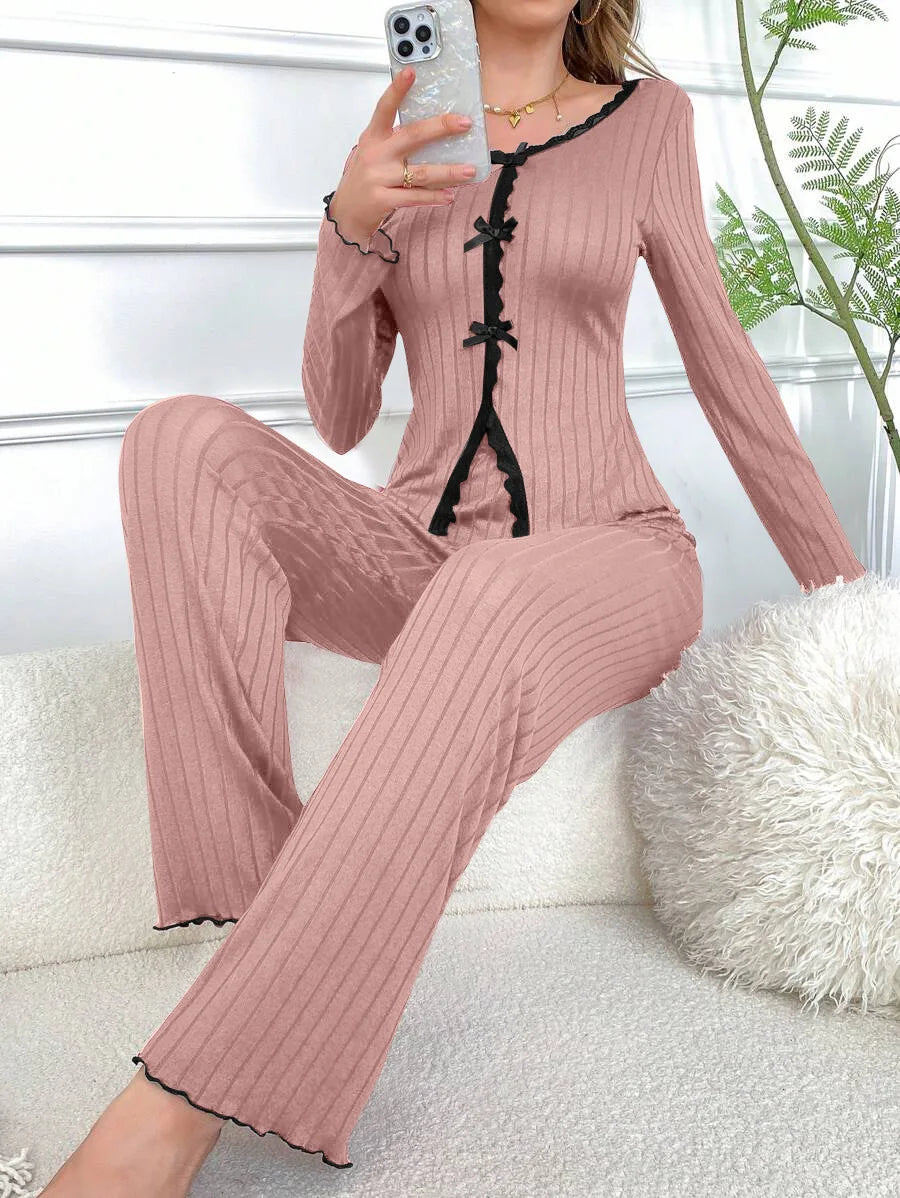 Women’s Warm Winter Pajama Set – Long Sleeve Top & Pants Sleepwear