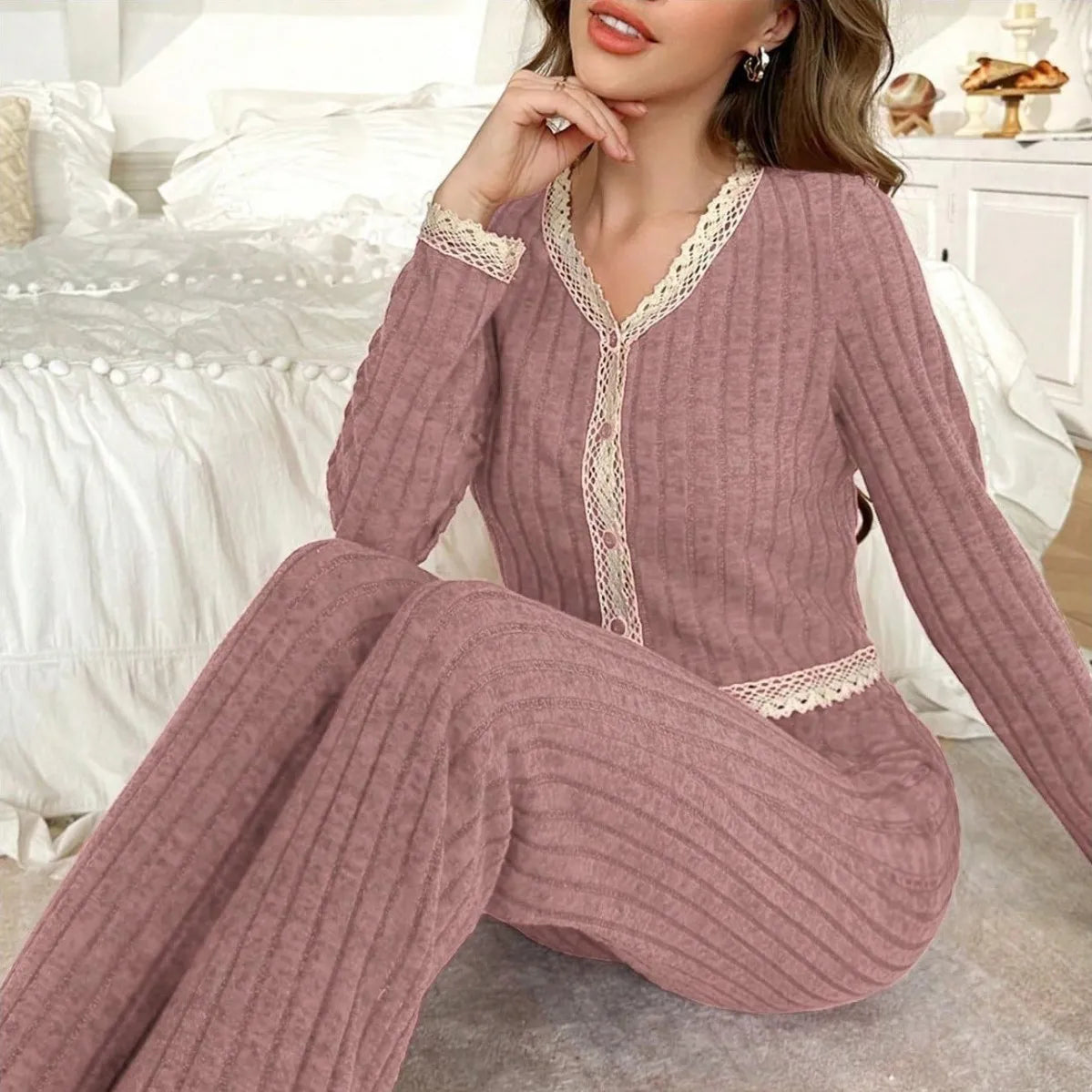 Women’s Long Sleeve Winter Pajama Set – Cozy Homewear