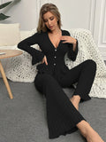 Women’s Warm Winter Pajama Set – Long Sleeve Top & Pants Sleepwear