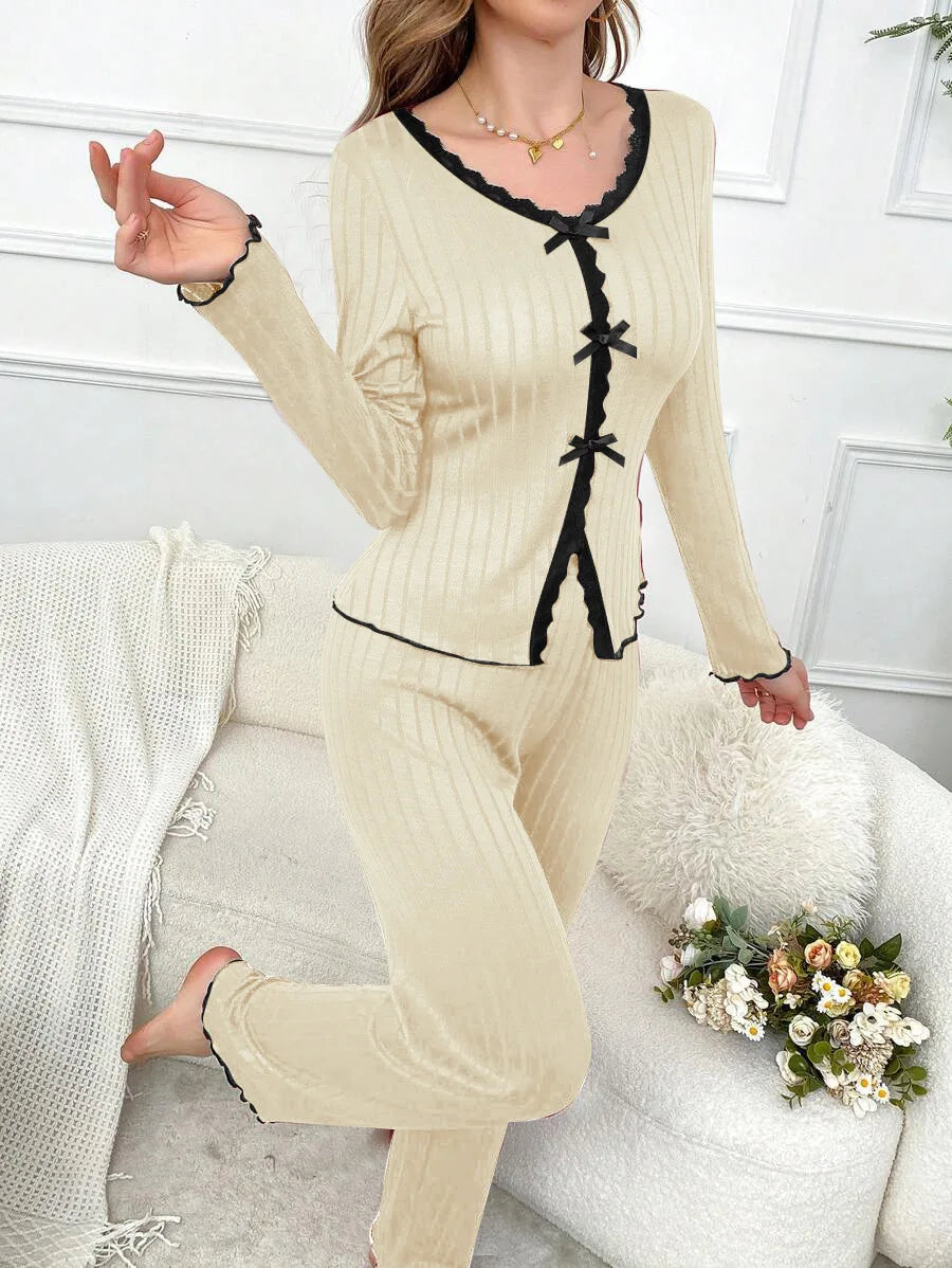 Women’s Warm Winter Pajama Set – Long Sleeve Top & Pants Sleepwear
