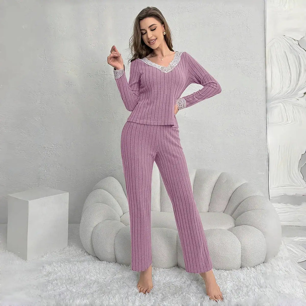 Women’s Warm Winter Pajama Set – Long Sleeve Top & Pants Sleepwear