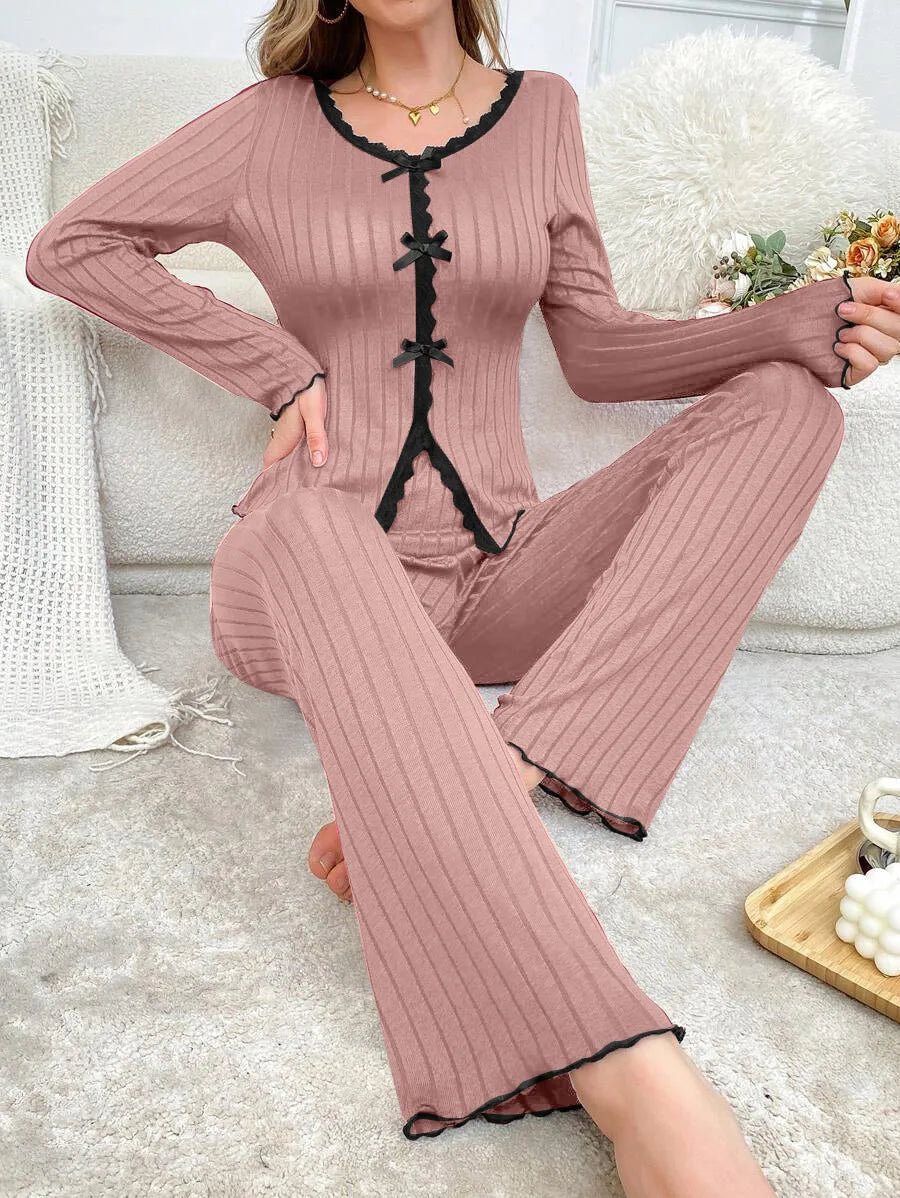 Women’s Warm Winter Pajama Set – Long Sleeve Top & Pants Sleepwear