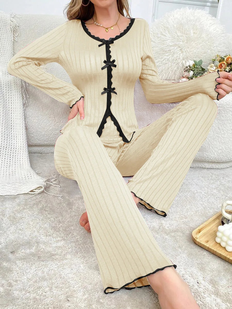 Women’s Warm Winter Pajama Set – Long Sleeve Top & Pants Sleepwear