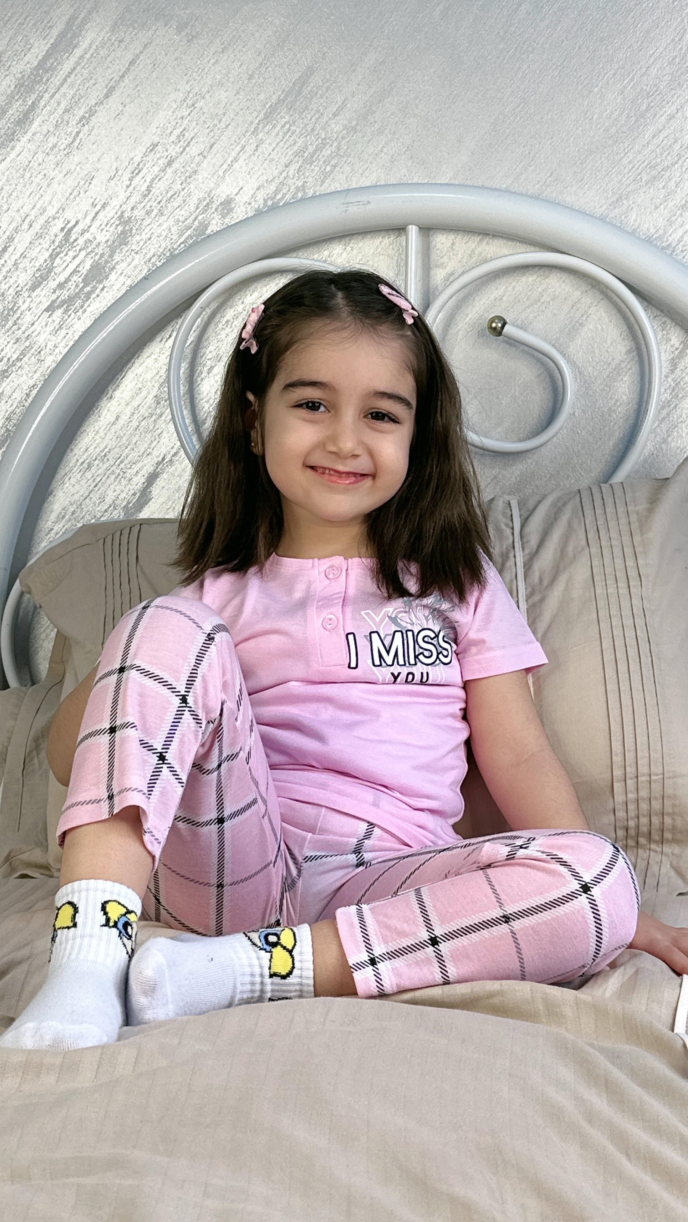 Pembe Kareli Üç Düğme Anne Pijama Takımı PEMBE